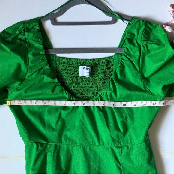 Old Navy Puff Sleeve Chambray Midi Dress Green Small Petite - Picture 5 of 9